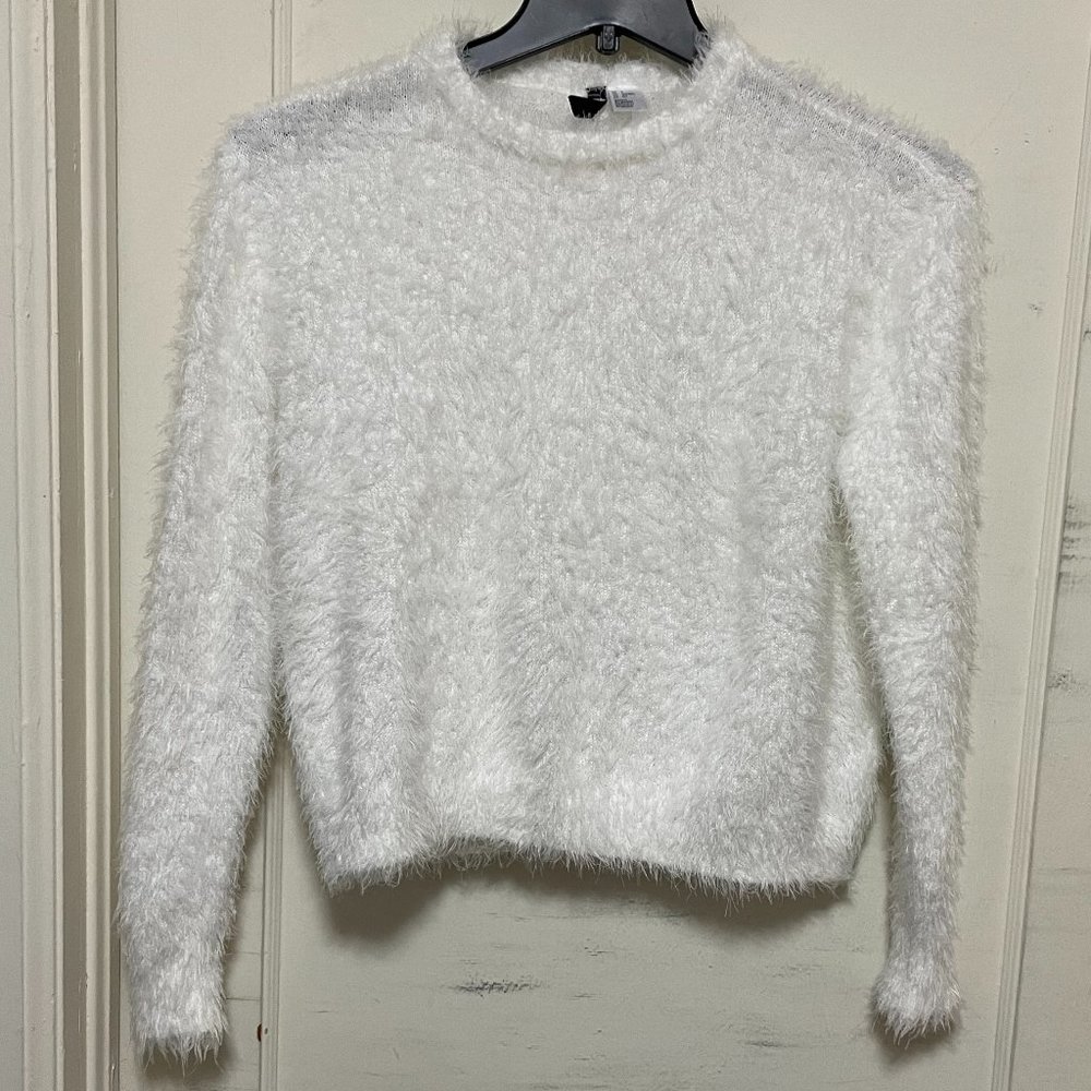H&M White Fleece Sweater